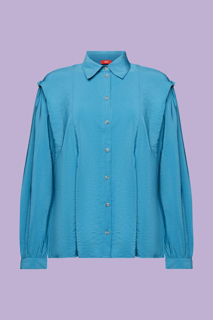 Crinkled blouse, DARK TURQUOISE, detail image number 6