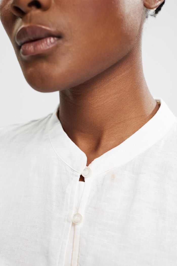 Wijde blouse van een linnenmix, WHITE, detail image number 2