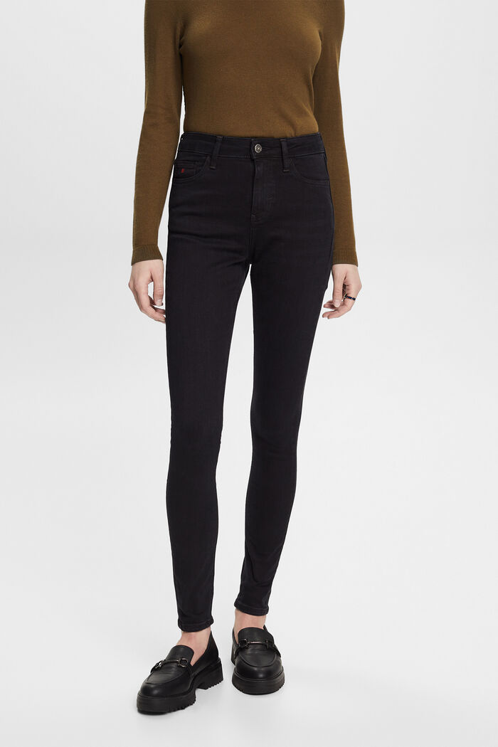 Premium skinny jeans met hoge taille, BLACK DARK WASHED, detail image number 0