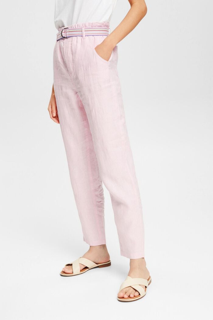 Van linnen: broek met kleurrijke ceintuur, LIGHT PINK, detail image number 0