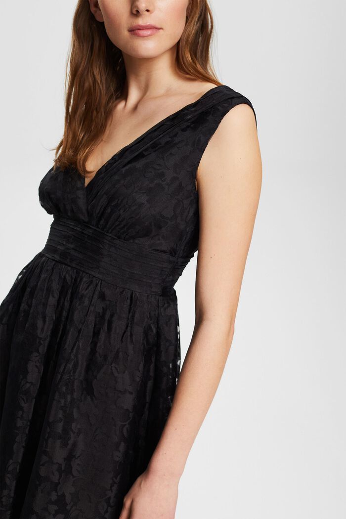 Gerecycled: jurk van tule met bloemetjesmotief, BLACK, detail image number 3