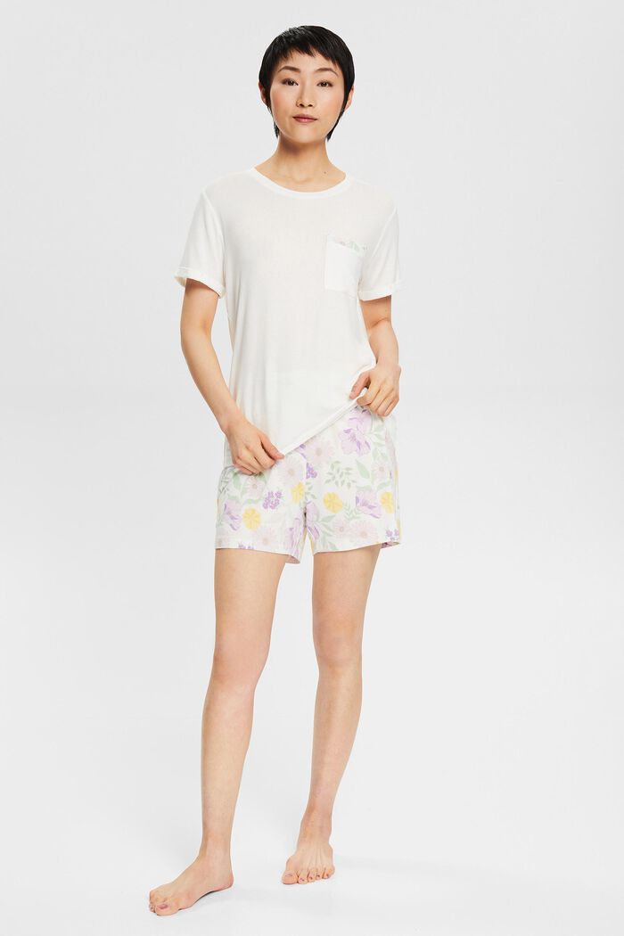 Pyjamaset met korte broek, LENZING™ ECOVERO™, OFF WHITE, detail image number 0