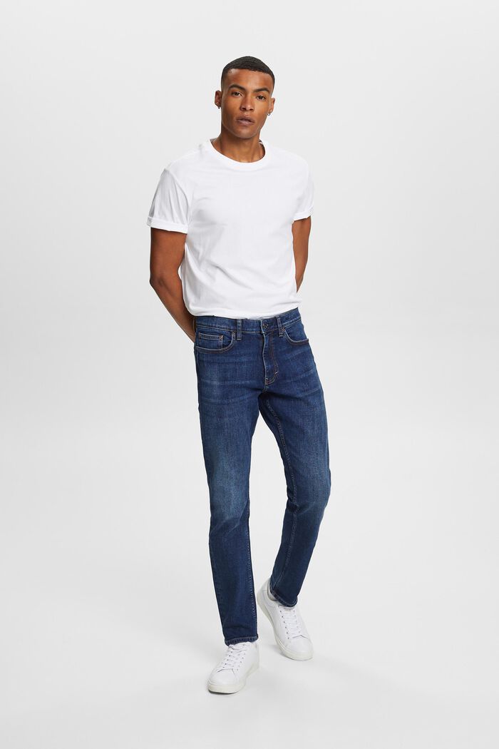 Slim fit-jeans met stretch, BLUE LIGHT WASHED, detail image number 5