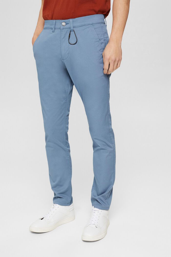 Smalle chino van organic cotton, BLUE, overview