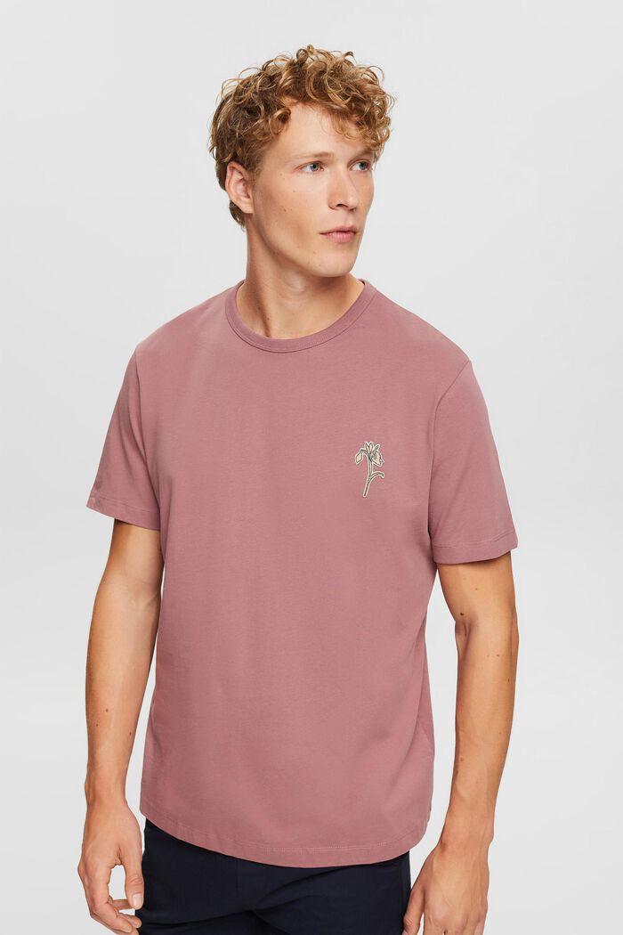 Jersey T-shirt met stiksels, DARK OLD PINK, detail image number 0