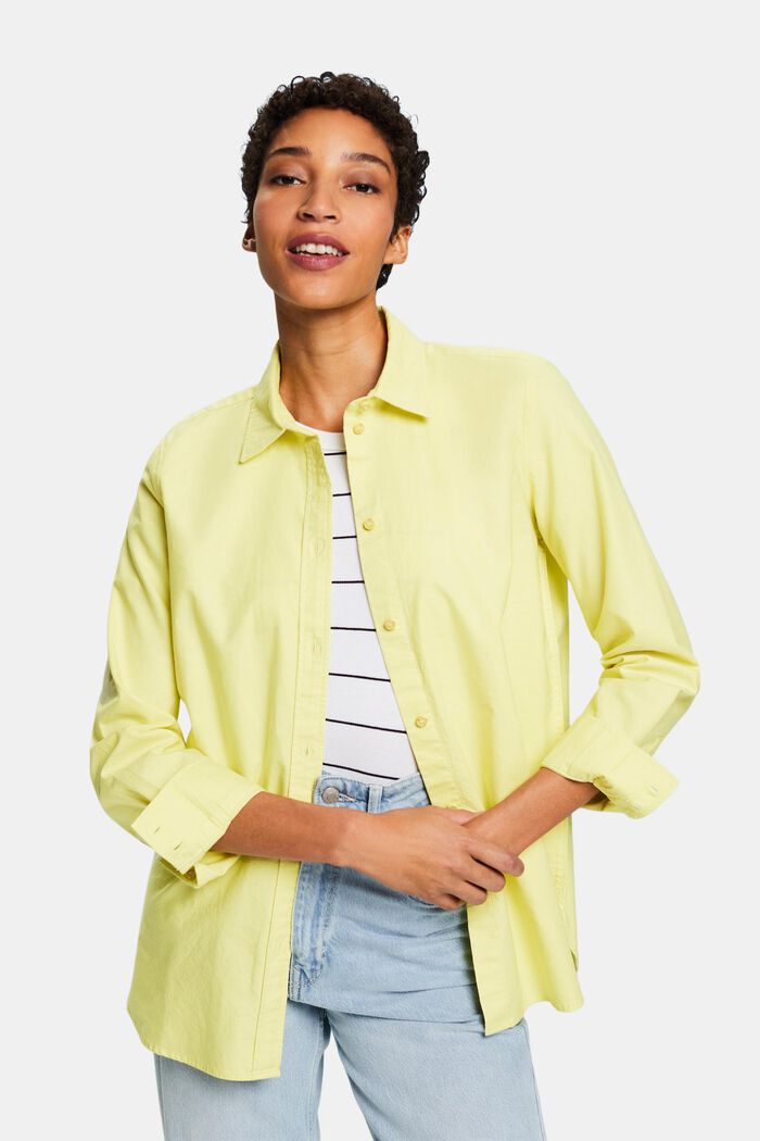 Oxford overhemdblouse, LIME YELLOW, detail image number 0