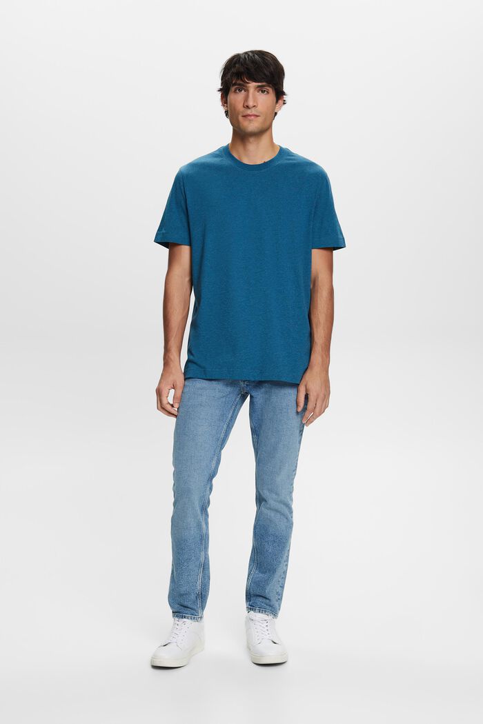 T-shirt met ronde hals, 100% katoen, GREY BLUE, detail image number 1