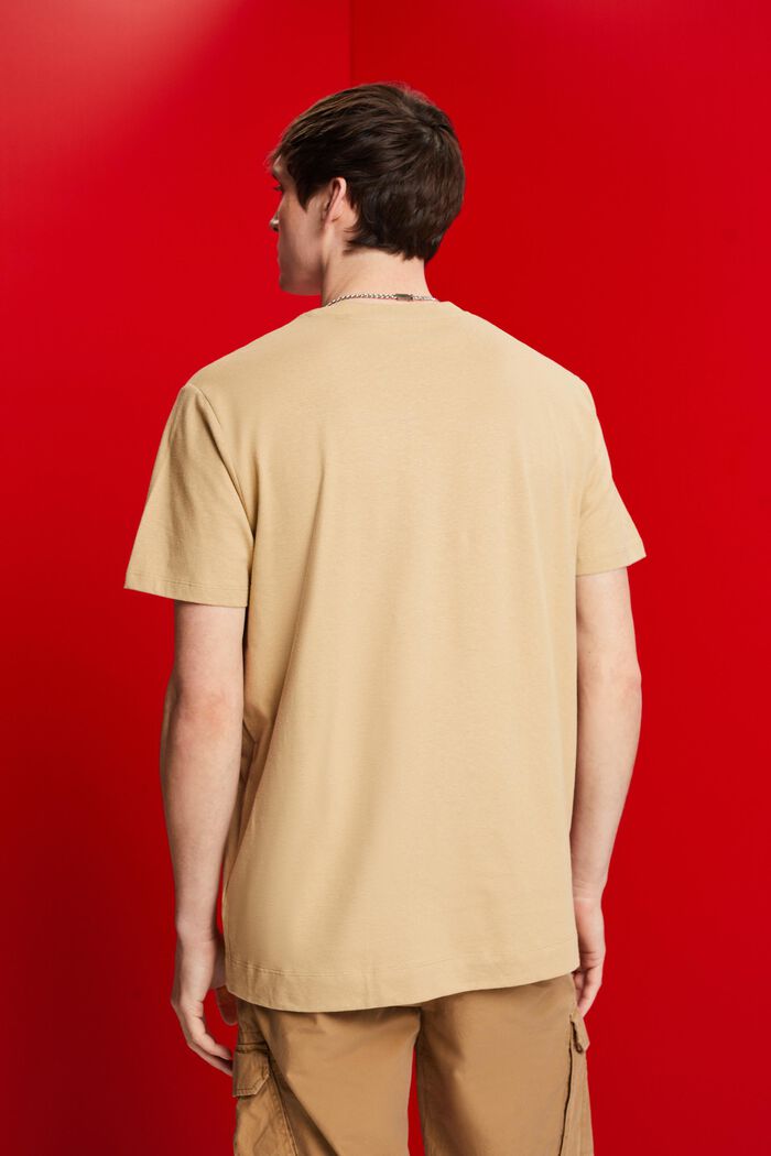 T-shirt van een mix van katoen en linnen, SAND, detail image number 3