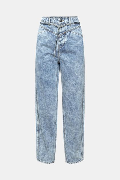 Jeans met banana fit, hoge taille en stonewashed effect