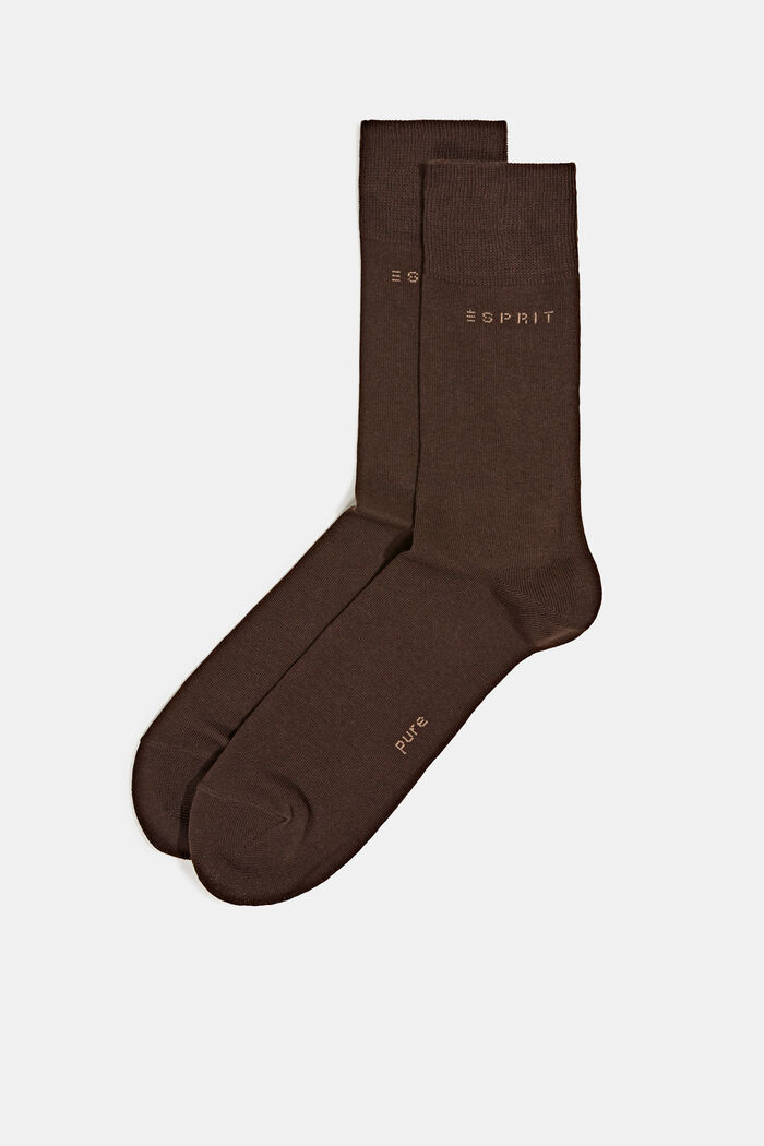 2 paar sokken van een mix met biologisch katoen, DARK BROWN, detail image number 0