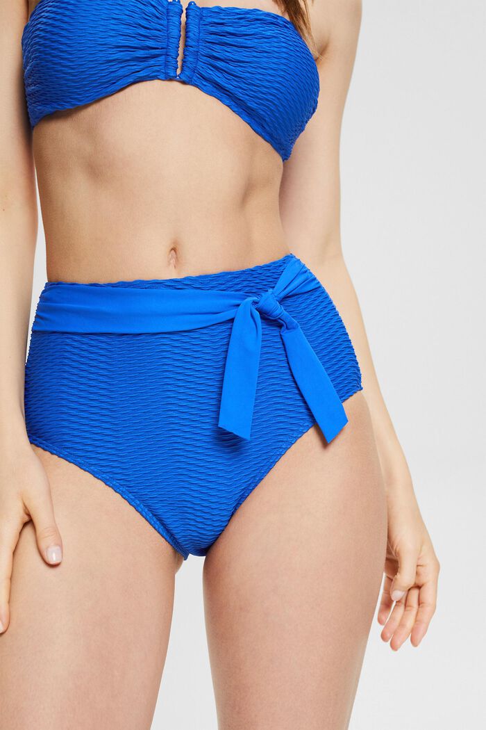 High waist bikinislip met gestructureerde strepen , BRIGHT BLUE, detail image number 1