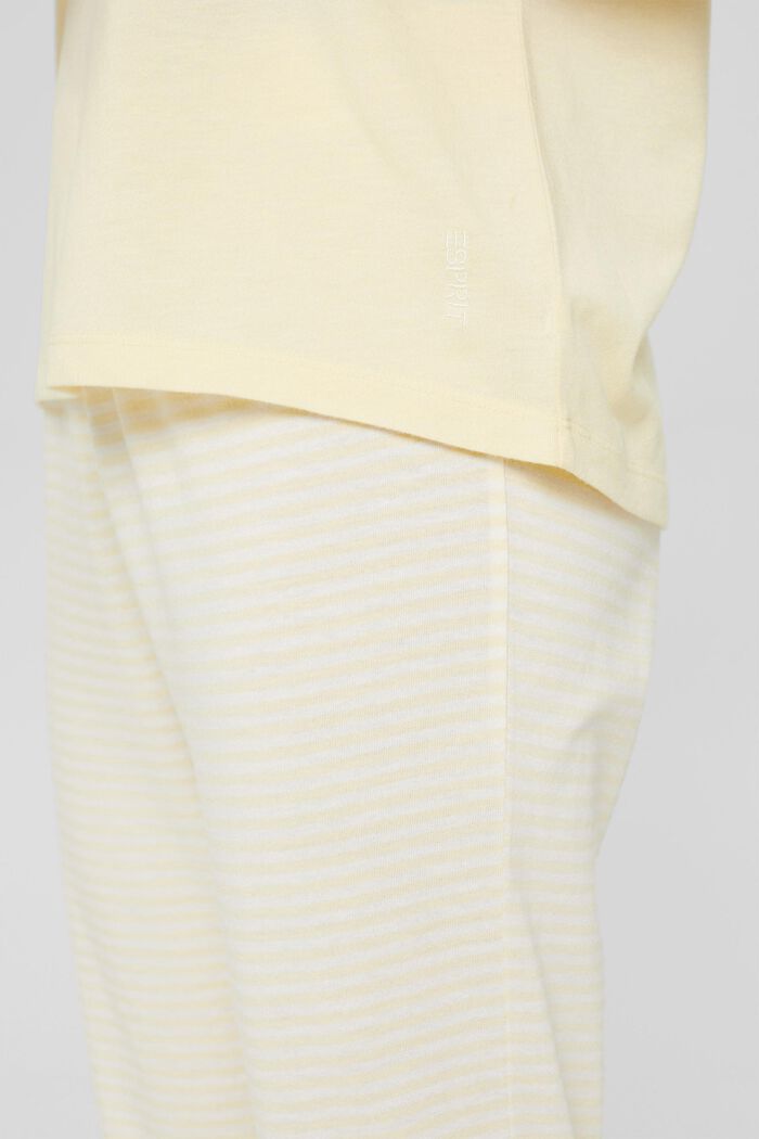 Fluweelachtig pyjamashirt, 100% biologisch katoen, PASTEL YELLOW, detail image number 0