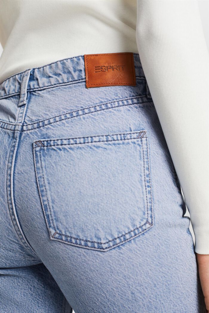 Straight jeans met retrolook en hoge taille, BLUE LIGHT WASHED, detail image number 4