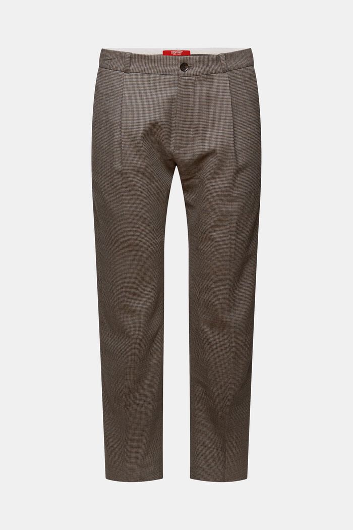 Wollen broek met pied-de-poule-patroon, BROWN GREY, detail image number 7
