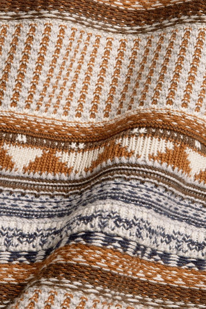 Jacquard trui met Noors patroon, CARAMEL, detail image number 1