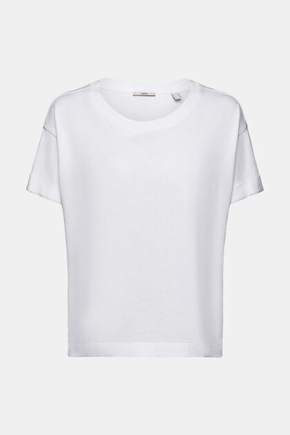 Shirt met omgeslagen mouwen, WHITE, overview