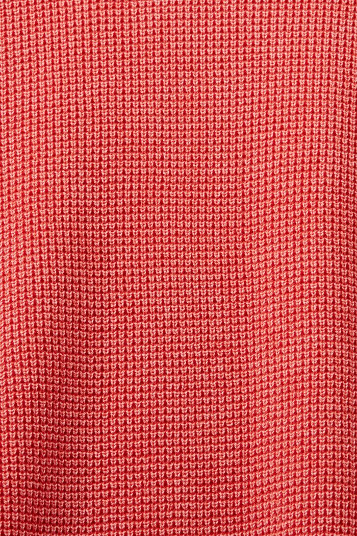 Basic trui met ronde hals, 100% katoen, CORAL RED, detail image number 4