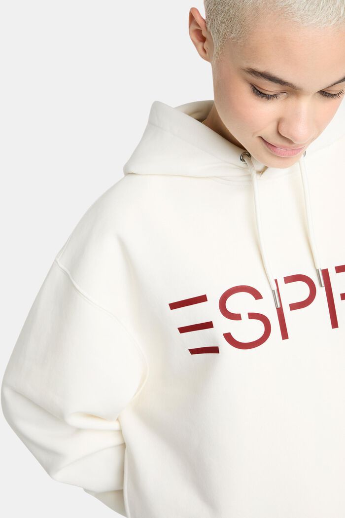 Uniseks hoodie van fleece met logo, OFF WHITE, detail image number 5