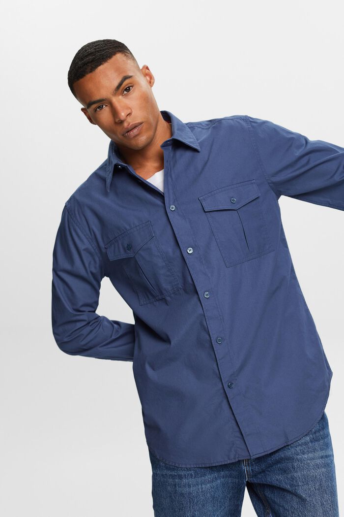 Utility-shirt van katoen, GREY BLUE, detail image number 0