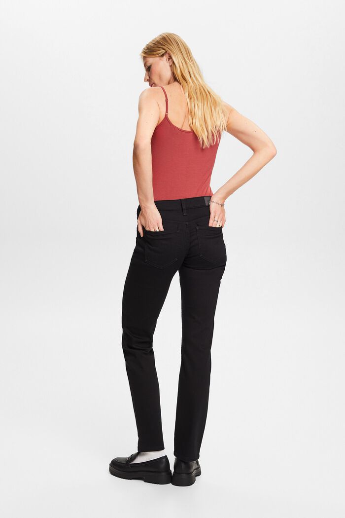 Jeans met middelhoge taille en rechte pijpen, BLACK RINSE, detail image number 3