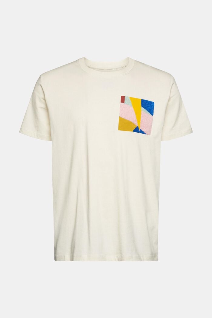 Jersey T-shirt met applicatie, CREAM BEIGE, overview