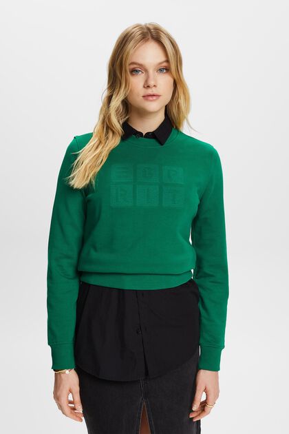 Sweatshirt met logoborduursel, organic cotton