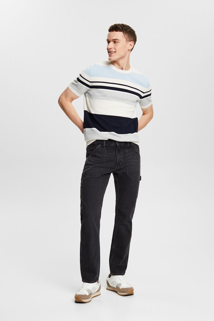 Jeans met middelhoge taille en rechte pijpen, BLACK DARK WASHED, detail image number 1