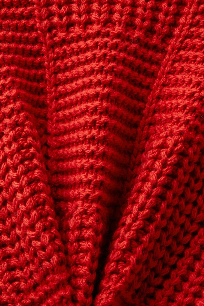 Grofgebreide trui met sjaalkraag, DARK RED, detail image number 5