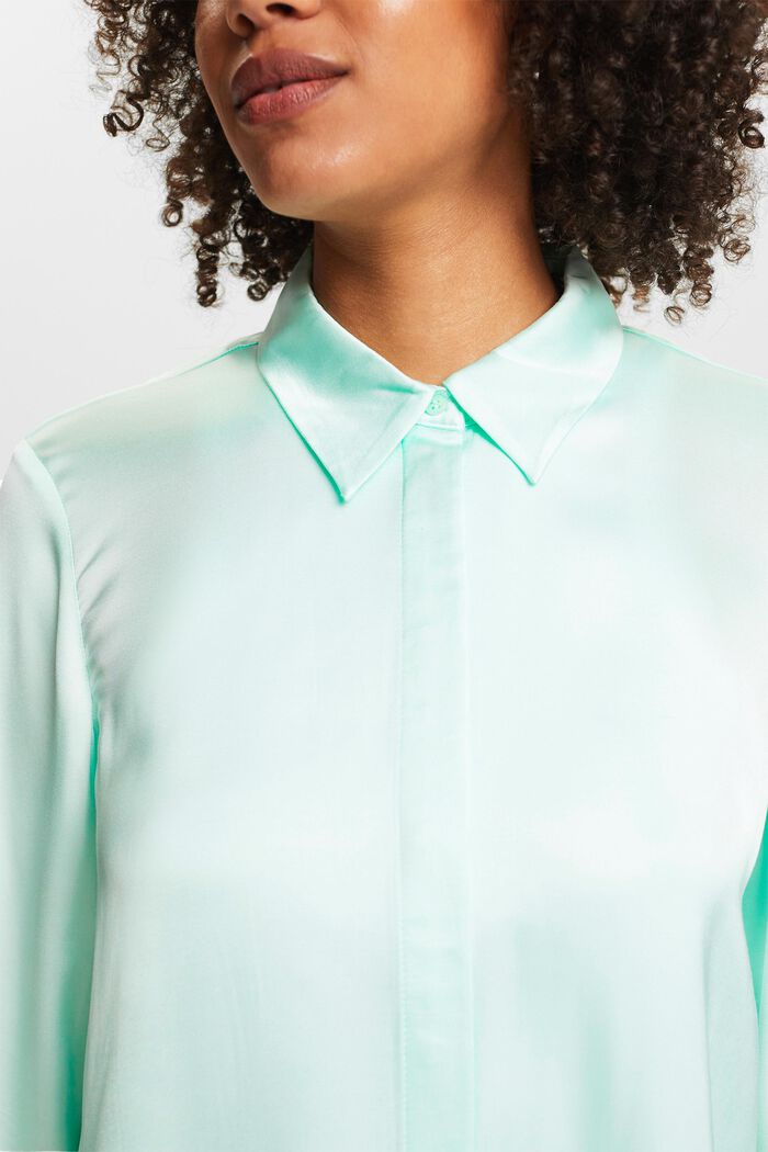 Satijnen blouse met lange mouwen, LIGHT AQUA GREEN, detail image number 3