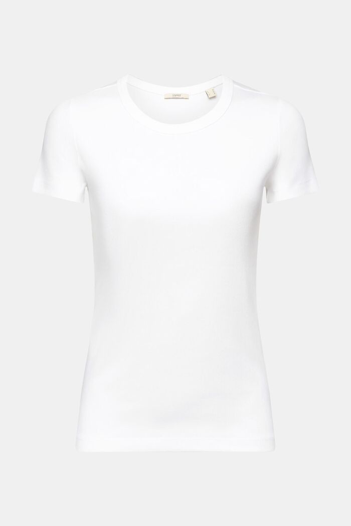 Geribd T-shirt met ronde hals, WHITE, detail image number 6