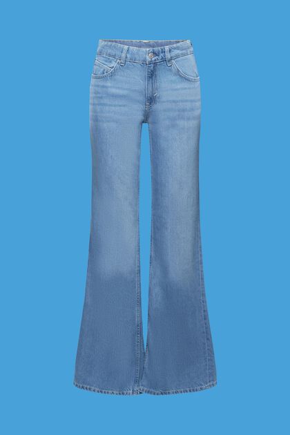 Mid-rise retro uitlopende jeans, BLUE LIGHT WASHED, overview