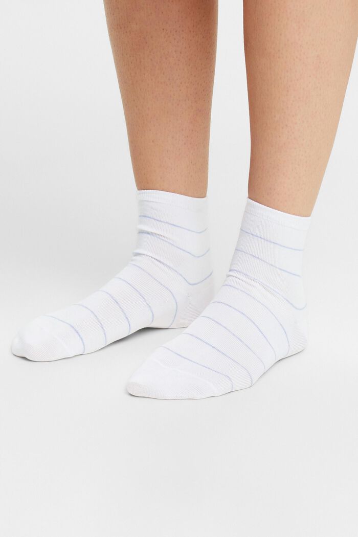 Set van 2 paar gestreepte, grofgebreide sokken, WHITE, detail image number 1