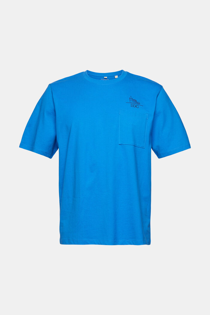 Jersey T-shirt met motief en logo, BRIGHT BLUE, overview