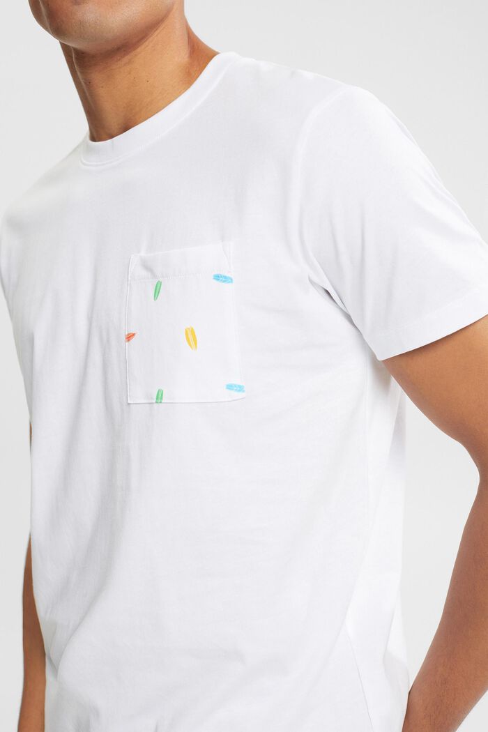 Jersey T-shirt met borstzak, WHITE, detail image number 4