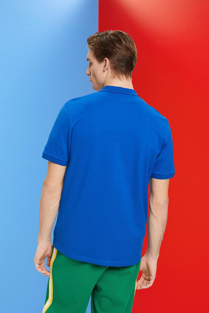 Polo van katoen-piqué in een slim fit, BLUE, detail image number 3