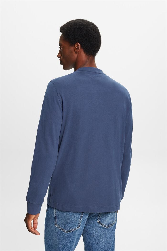 Henley shirt van gewassen katoen-jersey, GREY BLUE, detail image number 3