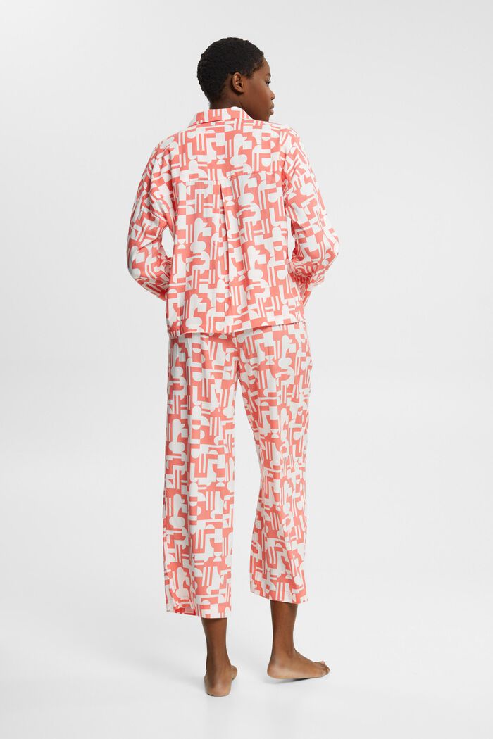 Pyjama met print van LENZING™ ECOVERO™ viscose, CORAL, detail image number 3