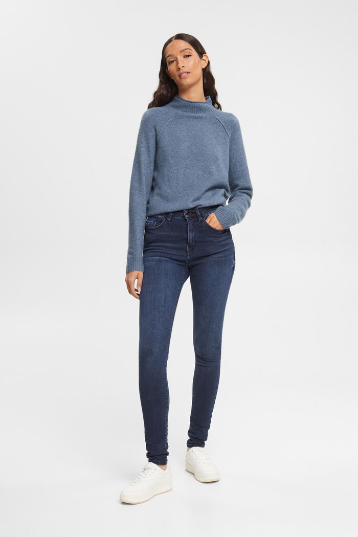 High-rise skinny jeans met stretch, BLUE BLACK, detail image number 5