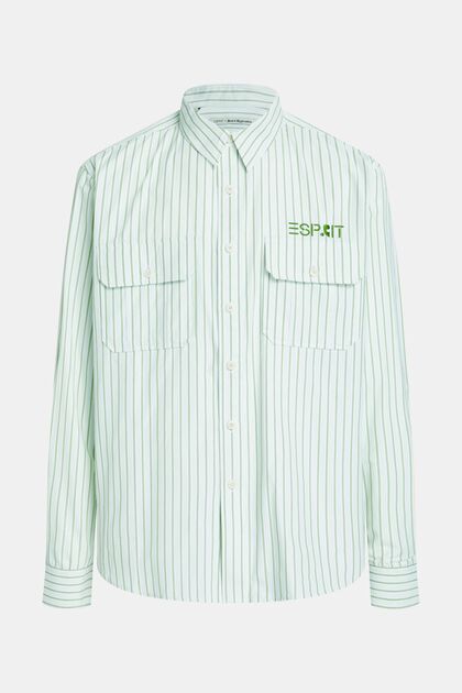 Gestreept shirt met relaxed fit, GREEN, overview