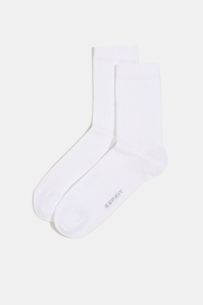 Set van 2 paar sokken met ribstructuur, WHITE, overview
