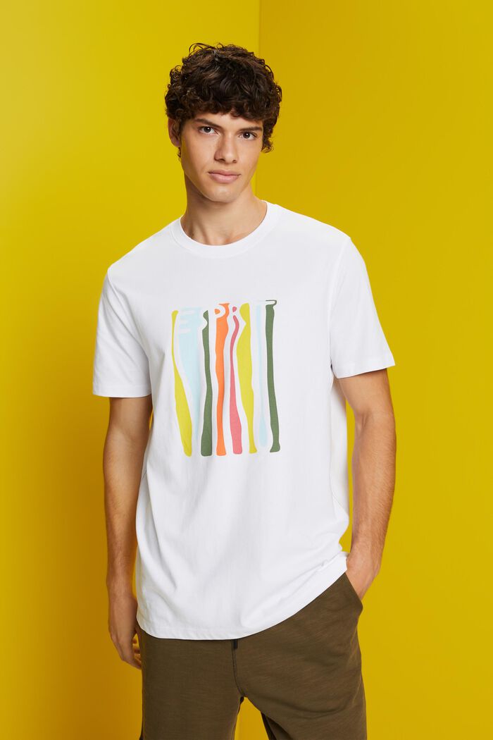 Jersey T-shirt met print, 100% katoen, WHITE, detail image number 0
