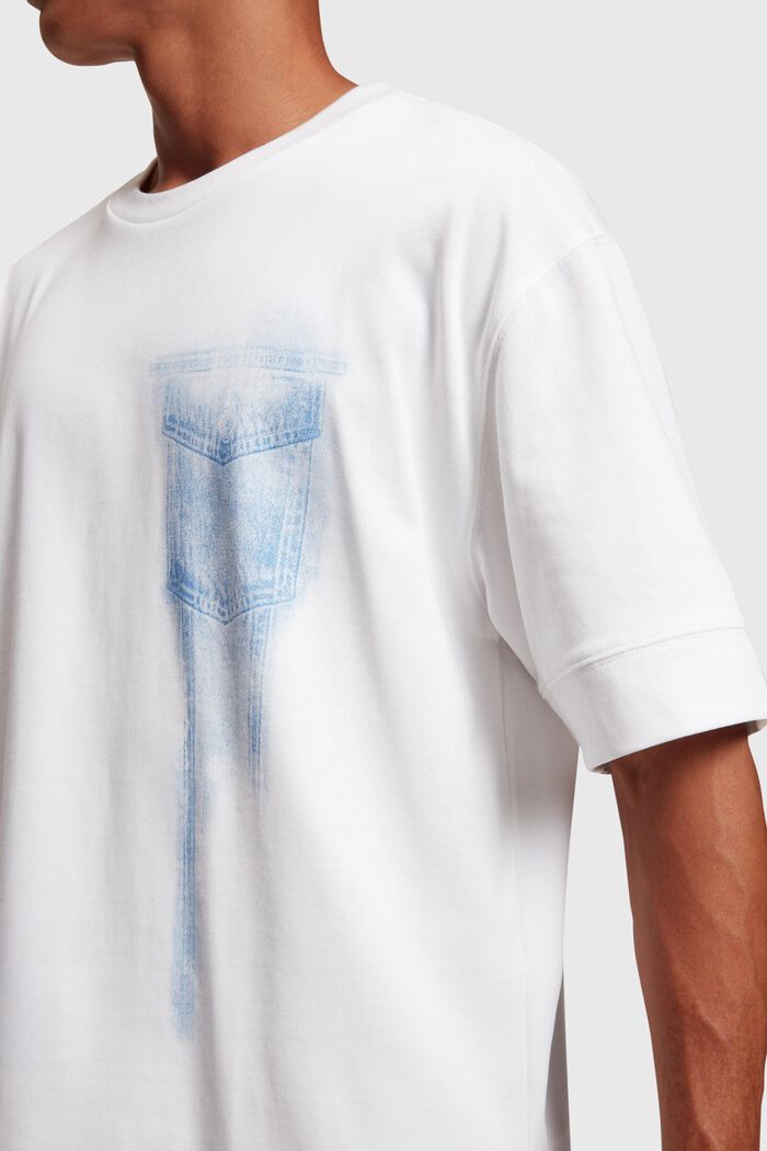 T-shirt met indigo Denim Not Denim placementprint, WHITE, detail image number 1