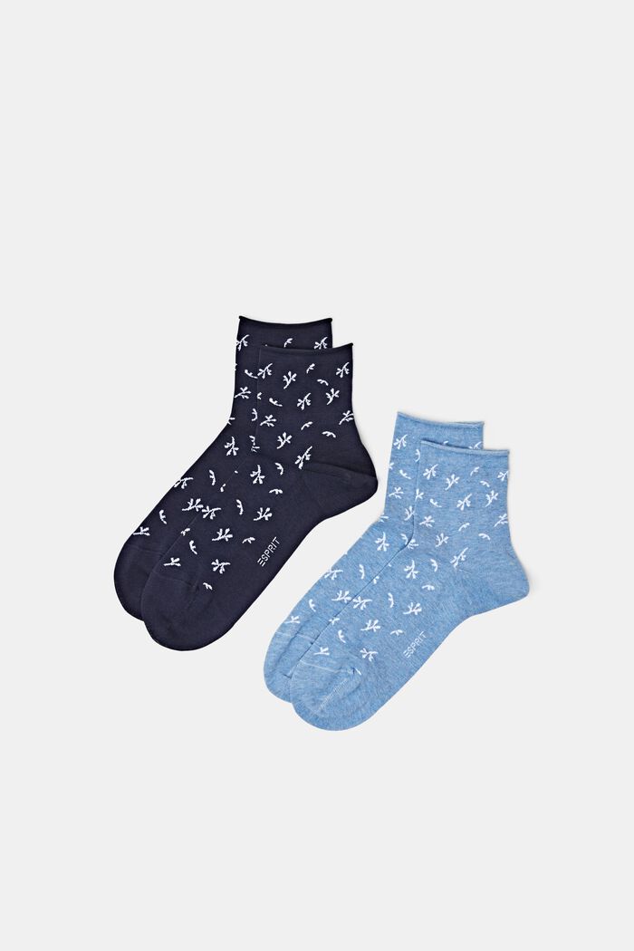 2 paar katoenen sokken met print, NAVY/BLUE, detail image number 0