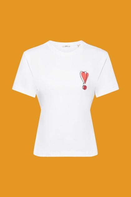 Katoenen T-shirt met geborduurd hartmotief