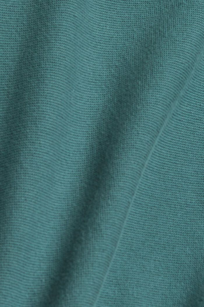 Gebreide trui van 100% biologisch katoen, TEAL BLUE, detail image number 1