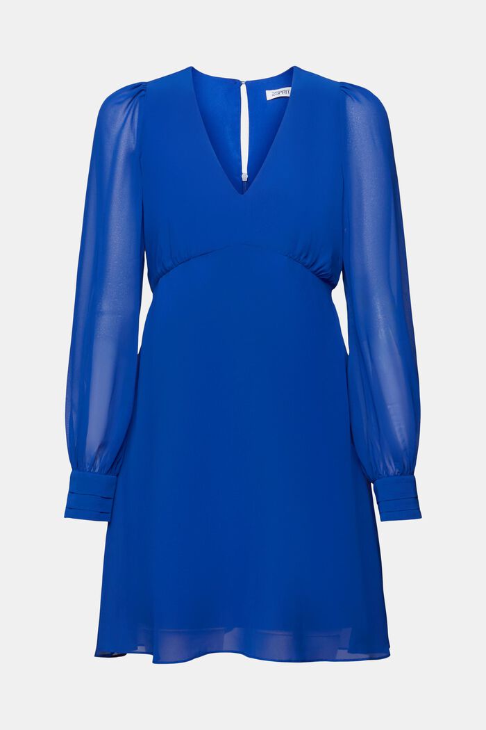 Chiffon mini-jurk met V-hals, BRIGHT BLUE, detail image number 6