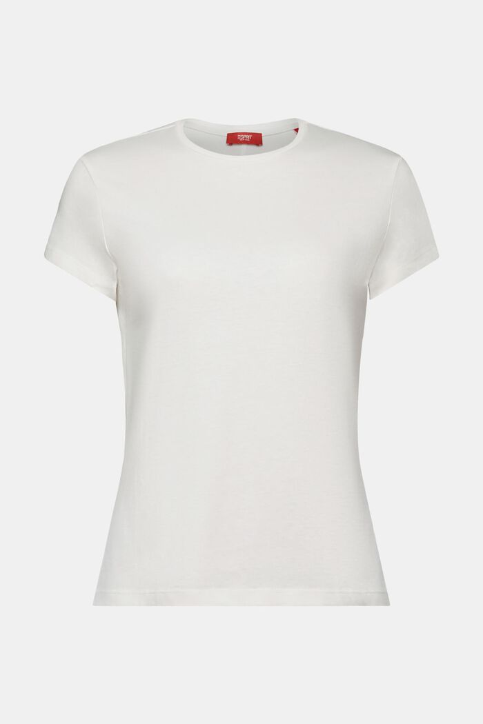 T-shirt met ronde hals, 100% katoen, OFF WHITE, detail image number 5