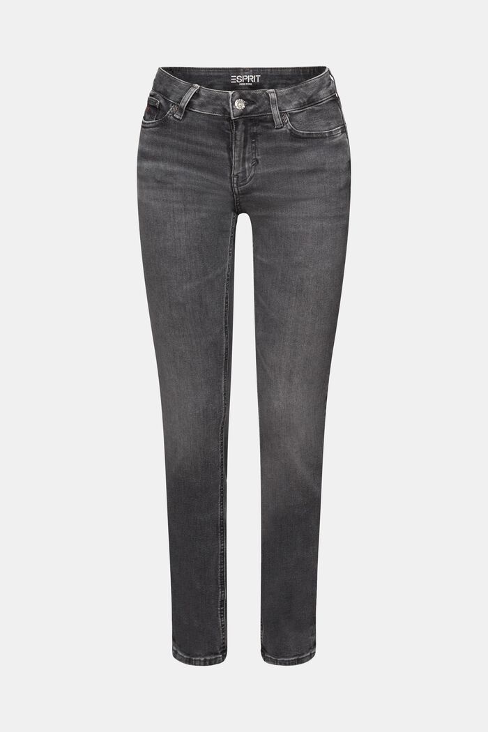 Slim fit jeans met middelhoge taille, BLACK DARK WASHED, detail image number 7