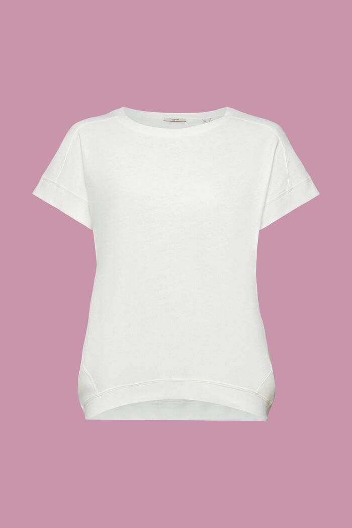 T-shirt van een mix van katoen en linnen, OFF WHITE, detail image number 6