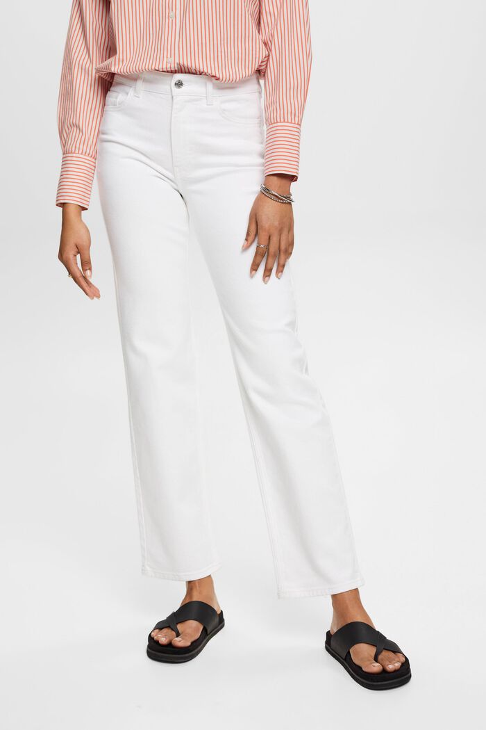 High-rise jeans met rechte pijpen, WHITE, detail image number 0